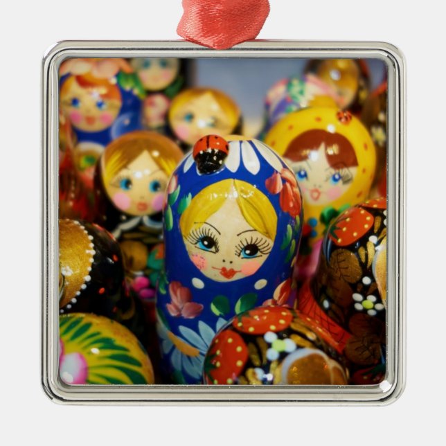 Ornamento De Metal Bonecas de ninho russas (Frente)