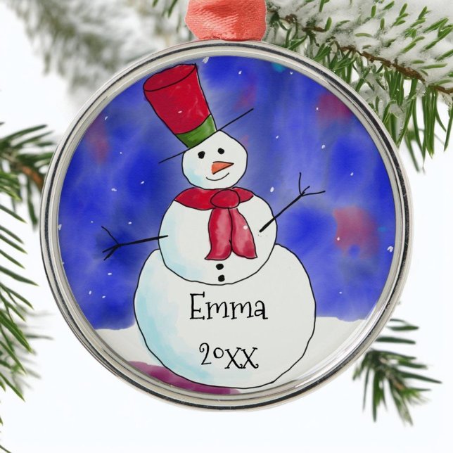 Ornamento De Metal Boneco de Neve de Natal Personalizado (Criador carregado)