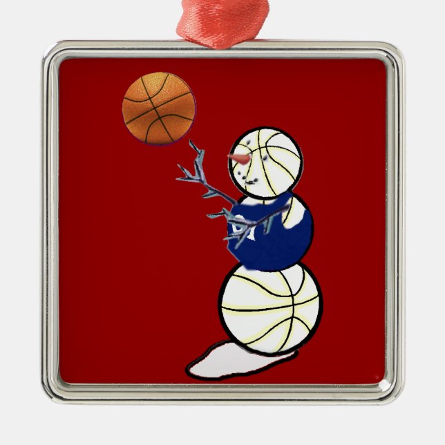 Ornamento De Metal Boneco de neve do basquetebol (Frente)