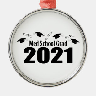Ornamento De Metal Bonés E Diplomas Da Escola De Medicina De 2021 (P
