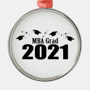 Ornamento De Metal Bonés E Diplomas Do MBA 2021 (Preto)