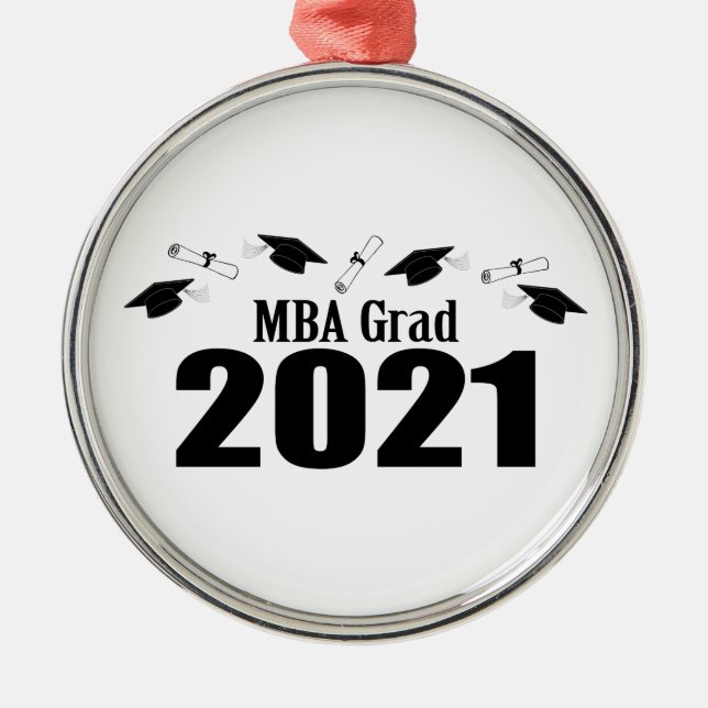 Ornamento De Metal Bonés E Diplomas Do MBA 2021 (Preto) (Frente)