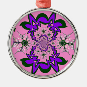 Ornamento De Metal Bonita Bebê Rosa Floral Roxo-Forte Arte-Motif