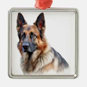 ORNAMENTO DE METAL BONITA COR DE GERMAN SHEPHERD DE ÁGUA