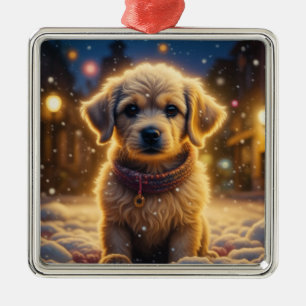 Ornamento De Metal Bonita Cuppy de Natal numa Noite Neve