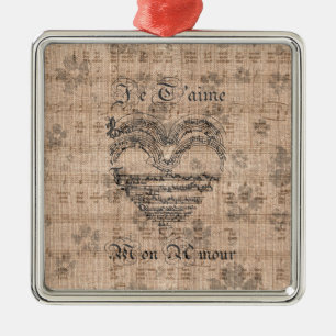 Ornamento De Metal Bonita e antiga nota de música coração