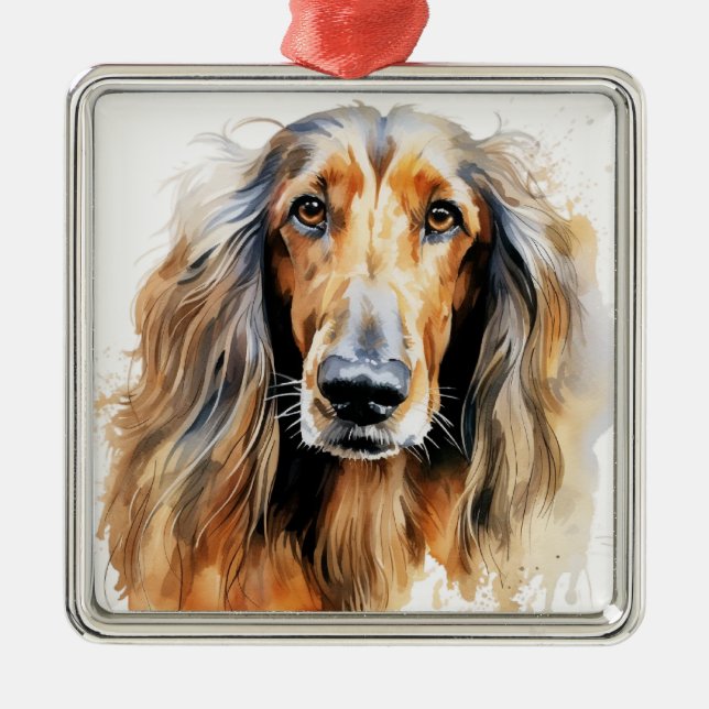 ORNAMENTO DE METAL BONITO CACHORRO AFEGANO (Frente)