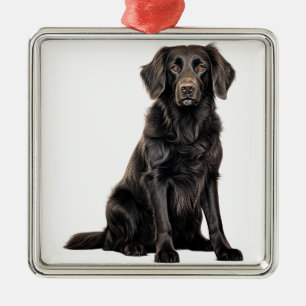 ORNAMENTO DE METAL BONITO CACHORRO RECUPERADOR PLANO PRETO