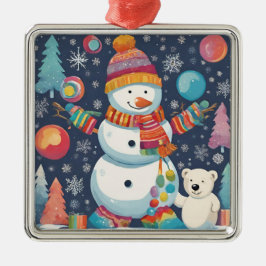 Ornamento De Metal Bonito e Colorido Neve de Natal