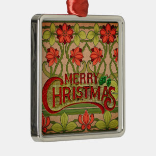 Ornamento De Metal Bonito Feliz Natal Art Nouveau Victorian