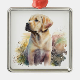 ORNAMENTO DE METAL BONITO RECUPERADOR DE LABRADOR AMARELO