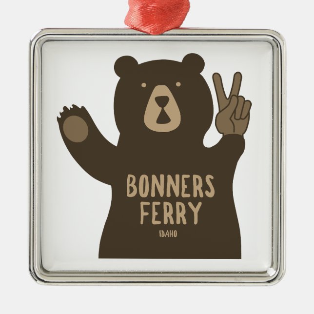 Ornamento De Metal Bonners Ferry Idaho Peace Bear (Frente)