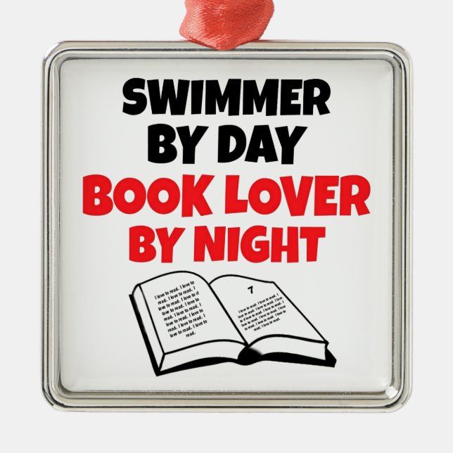 Ornamento De Metal Book Lover Swimmer (Frente)