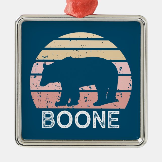 Ornamento De Metal Boone North Carolina Betro Bear (Frente)