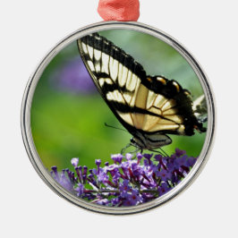 Ornamento De Metal Borboleta Amarela e Preta em Lavanda