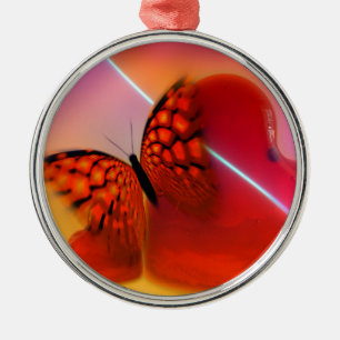 Ornamento De Metal Borboleta e Corações