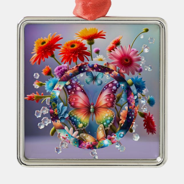 Ornamento De Metal Borboleta Flor (Frente)