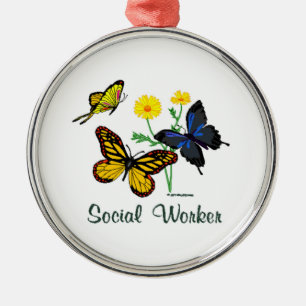 Ornamento De Metal Borboletas do assistente social