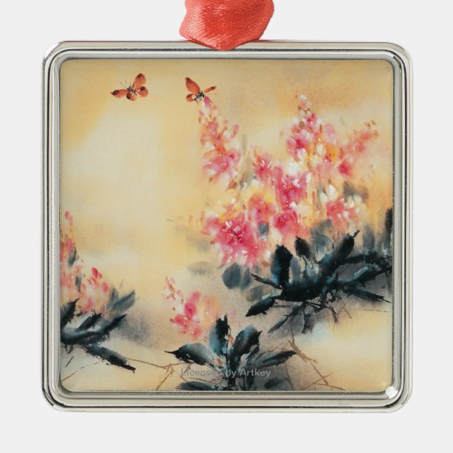 Ornamento De Metal Borboletas no primavera (Frente)