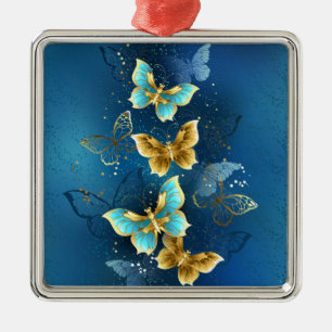 Ornamento De Metal Borboletas ouros