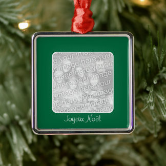 Ornamento De Metal Borda Verde Personalizada Joyeux Noël