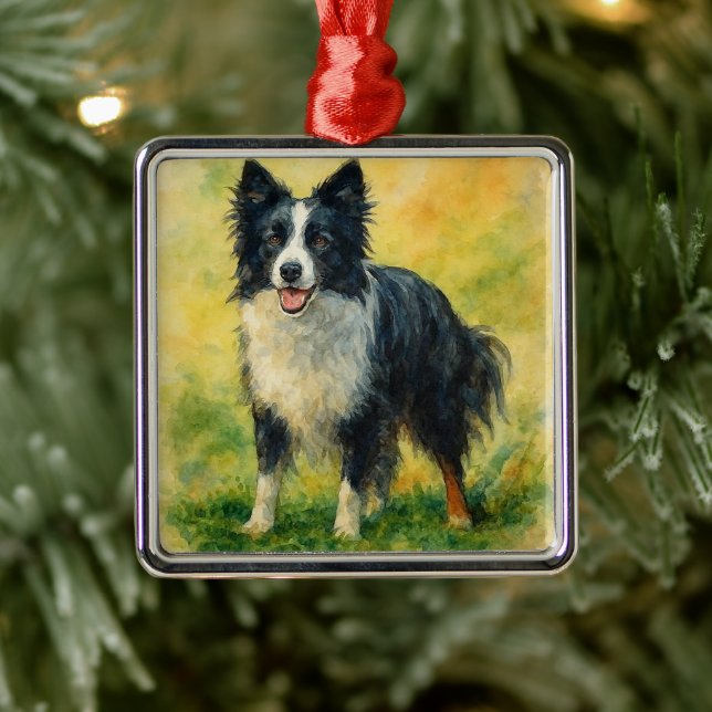 Ornamento De Metal Border Collie (Árvore)