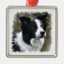Ornamento De Metal Border Collie Art