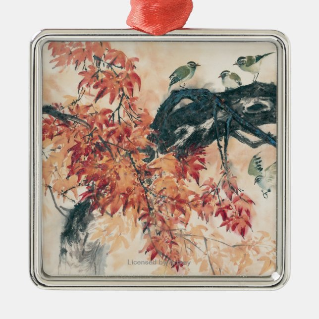 Ornamento De Metal Bordos vermelhos (Frente)