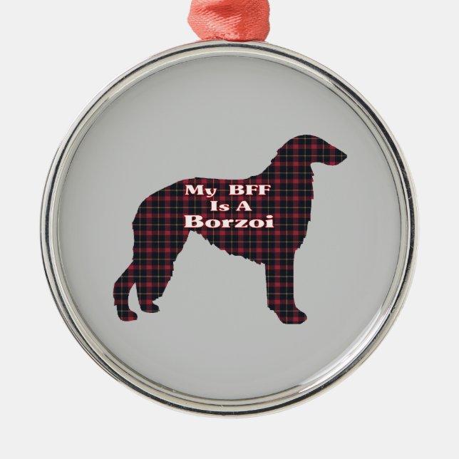 Ornamento De Metal Borzoi BFF (Frente)