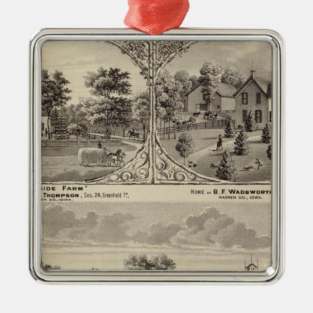 Ornamento De Metal Bosque da cereja, fazenda do montanhês (Frente)