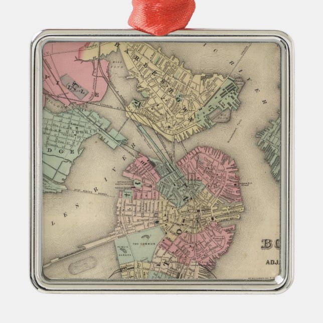 Ornamento De Metal Boston e cidades adjacentes (Frente)