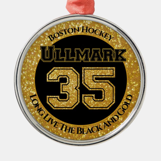 Ornamento De Metal Boston Hockey Ullmark 35 (Frente)