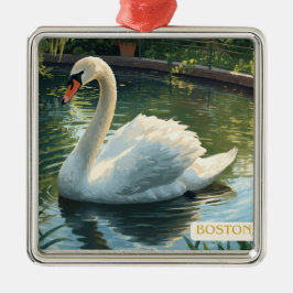 Ornamento De Metal Boston, Mass. Public Garden Swan Ornament