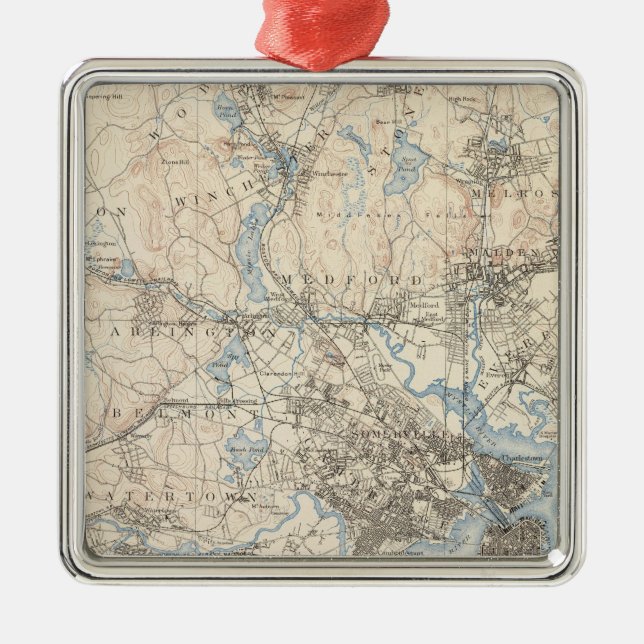 Ornamento De Metal Boston, Massachusetts (Frente)