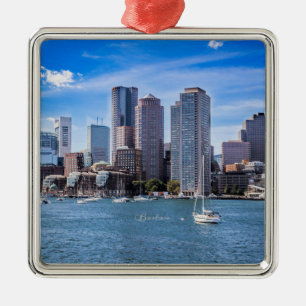 Ornamento De Metal Boston Skyline