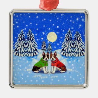 Ornamento De Metal Boston Terrier Ornament Square Premium