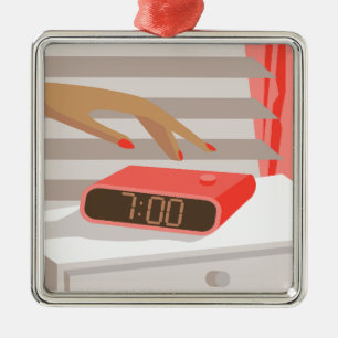 Ornamento De Metal Botão de snooze do despertador da mão das mulheres