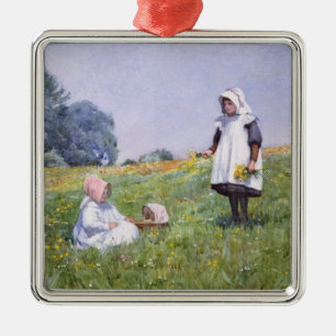 Ornamento De Metal Botões de ouro e margaridas