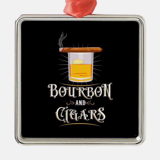 Ornamento De Metal Bourbon e charutos (Frente)