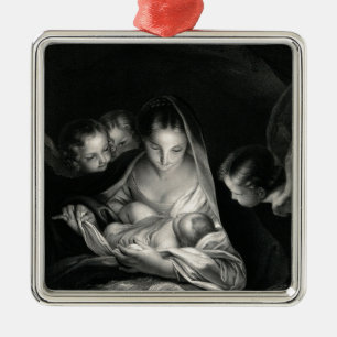 Ornamento De Metal Branco do preto dos anjos da Virgem Maria de Jesus