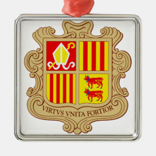 Ornamento De Metal Brasão de Armas Histórico de Andorra Coprincipado