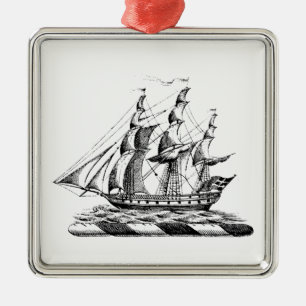 Ornamento De Metal Brasão de Navio Clipper Náutico Vintage Heráldico