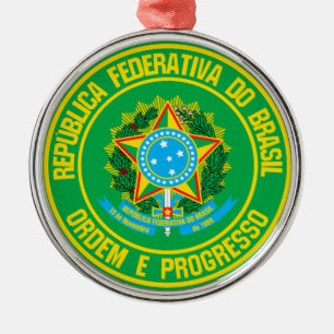 Ornamento De Metal Brasil Round Emblem