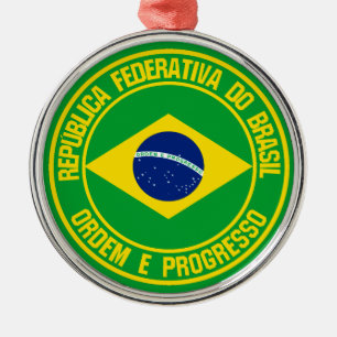 Ornamento De Metal Brasil Round Emblem