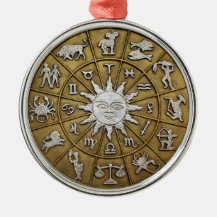 Ornamento De Metal Brass Zodiac Wheel
