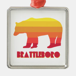 Ornamento De Metal Brattleboro Vermont Rainbow Bear