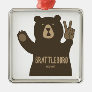Ornamento De Metal Brattleboro Vermont Urso da Paz