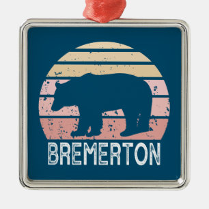 Ornamento De Metal Bremerton Washington Retro Bear