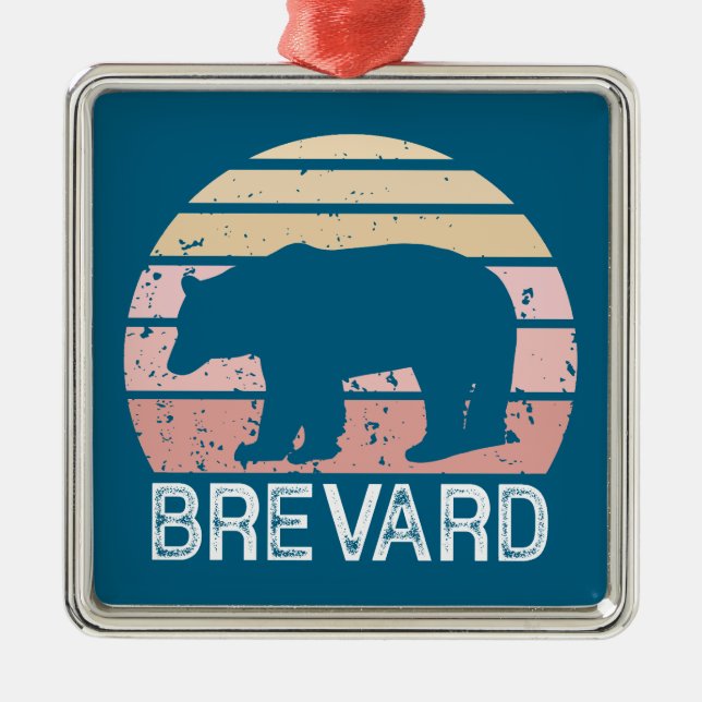 Ornamento De Metal Brevard North Carolina Retro Bear (Frente)