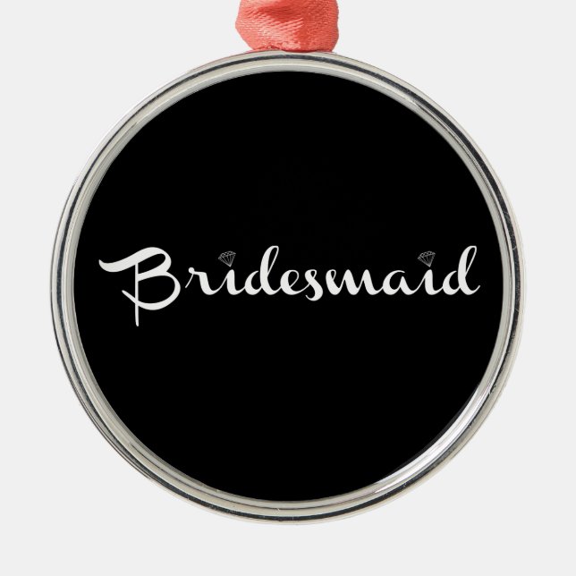 Ornamento De Metal Bridesmaid White em Preto (Frente)